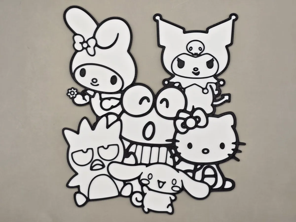 Cute Hello Kitty Coloring Panel Friends Creative - Free 3D Print Model ...