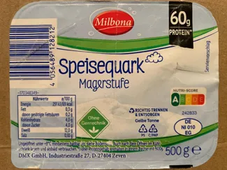 Milbona - Speisequark 500g - Deckel - Lidl