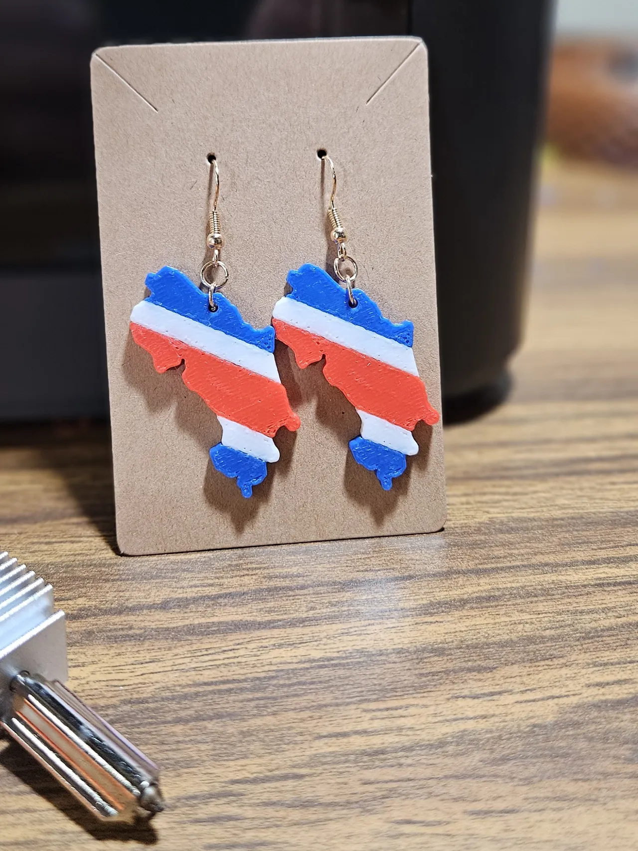 Costa Rican Flag Earrings view 3