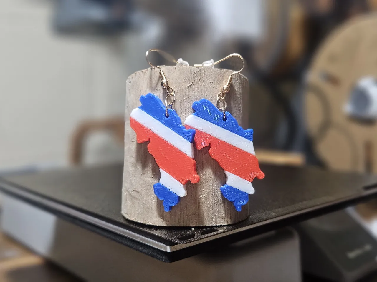 Costa Rican Flag Earrings view 2