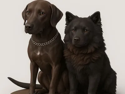 LABRADOR AND CHOWCHOW STATUE