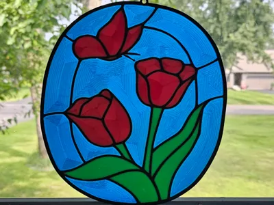 Butterfly Tulip Stained Glass