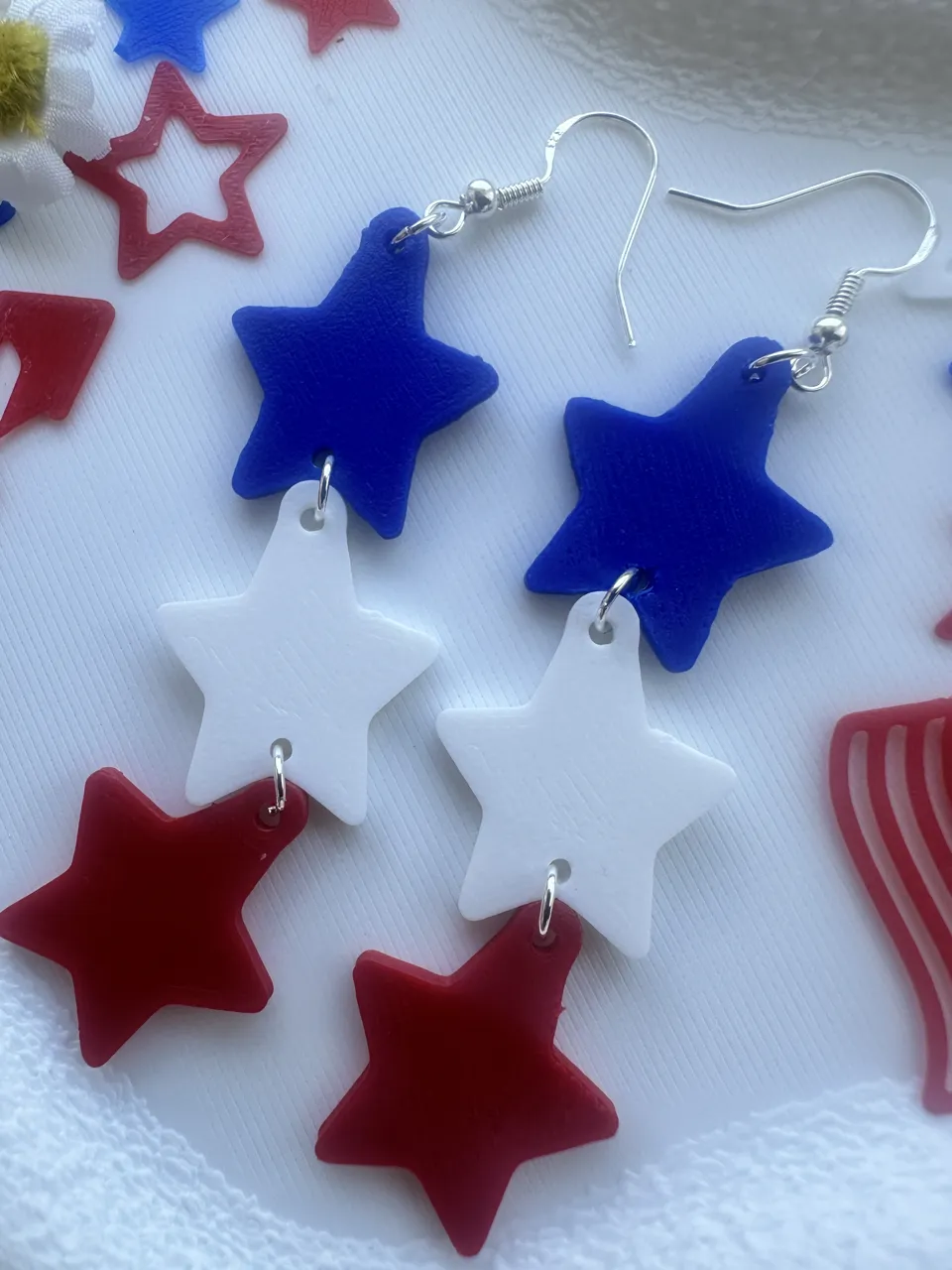 Dangle Patriotic Stars earrings view 2