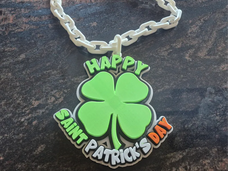 St Patricks Day Shamrock Rally Necklace with Clasp