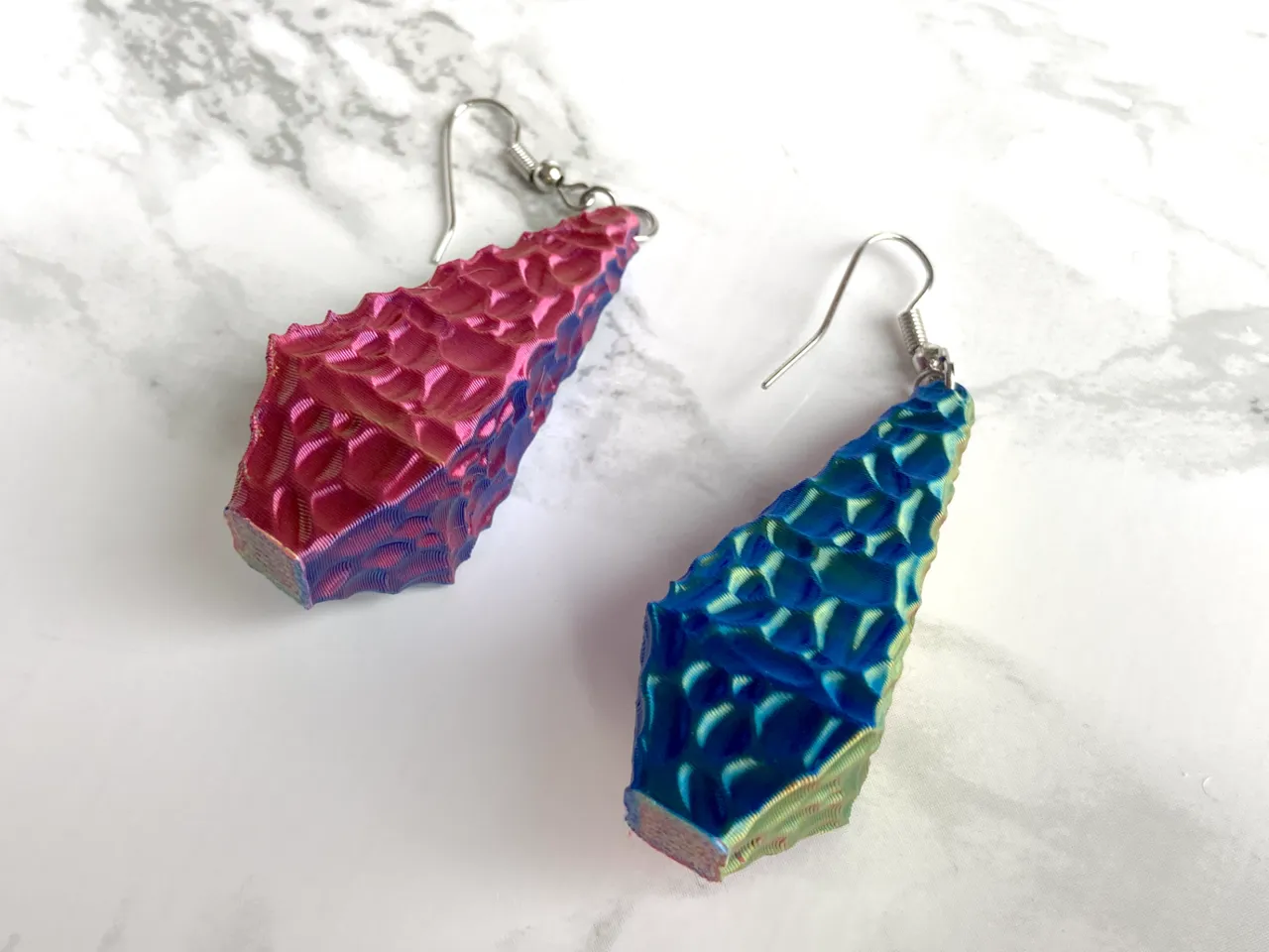 Carved Diamond Drop Earrings view 2