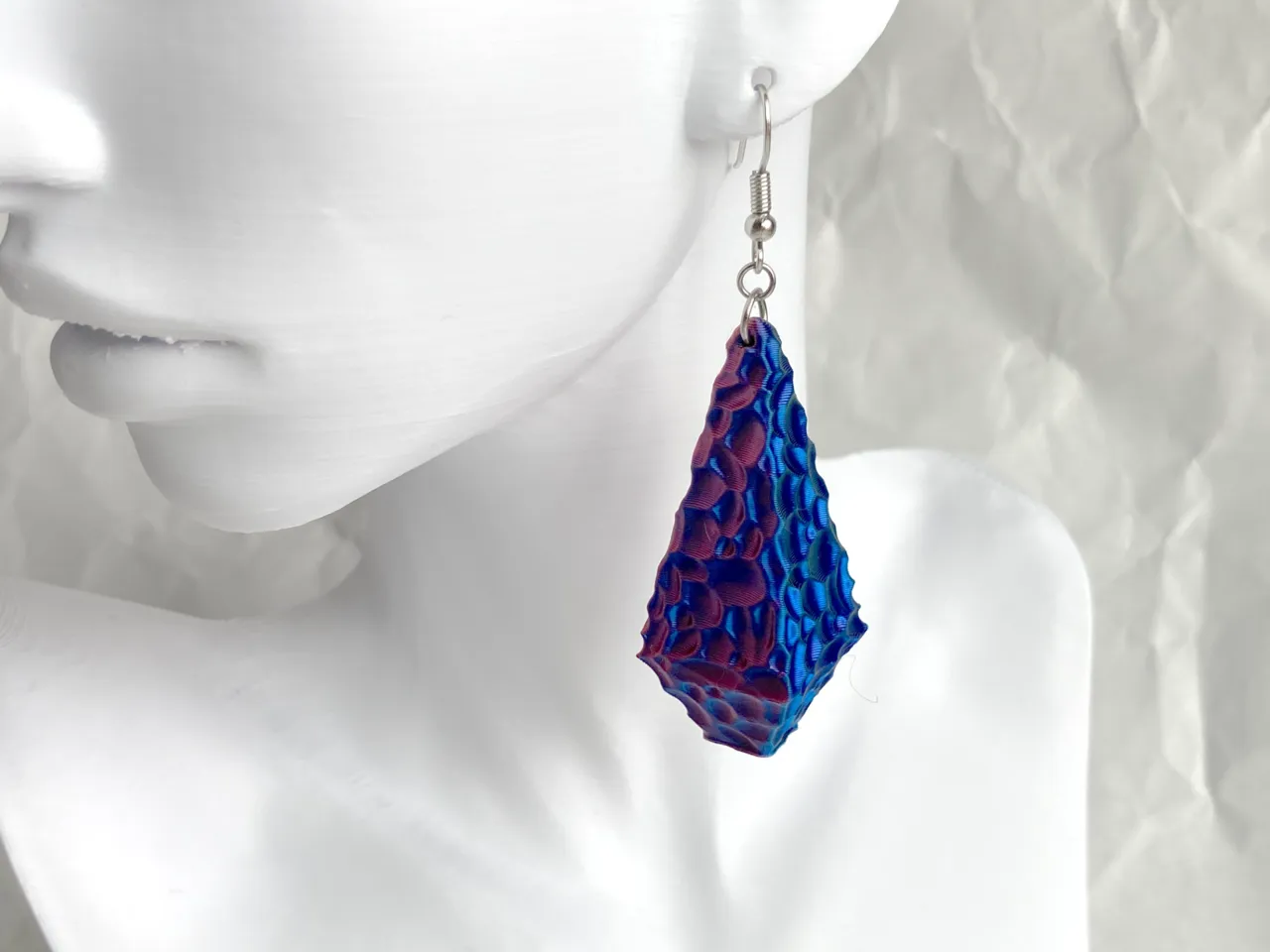 Carved Diamond Drop Earrings view 3