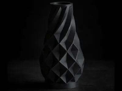 Geometric faceted pattern vase modern
