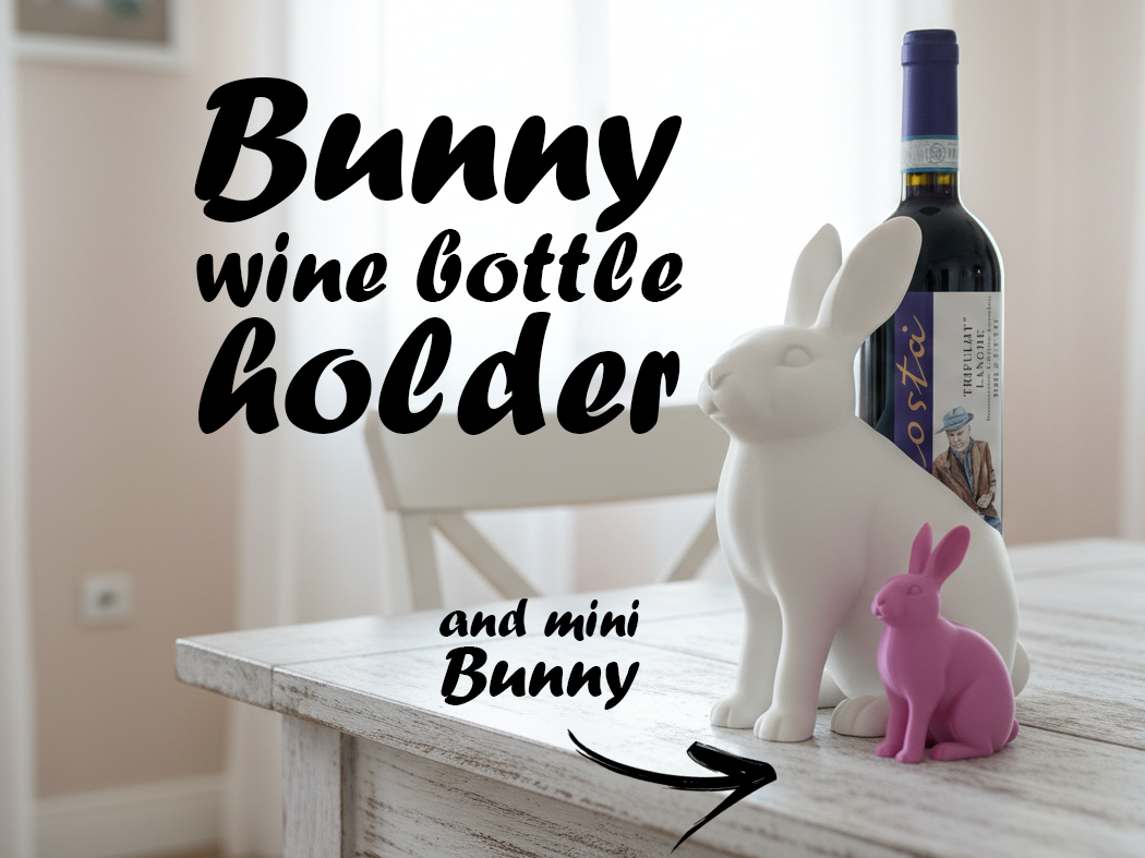 Bunny wine bottle holder and mini bunny decoration