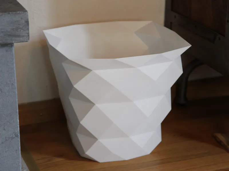 Faceted Low-Poly Wastebasket  Modern Design H2D