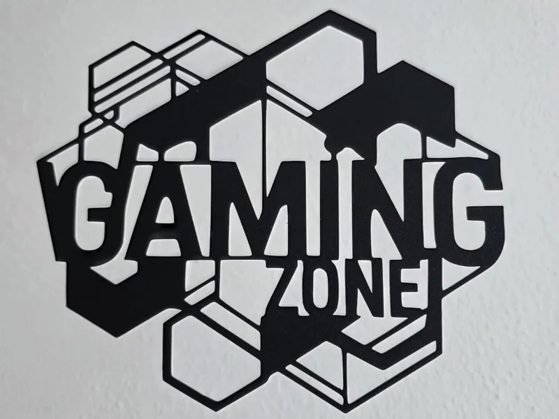 Geometric Gaming Zone Wall Sign