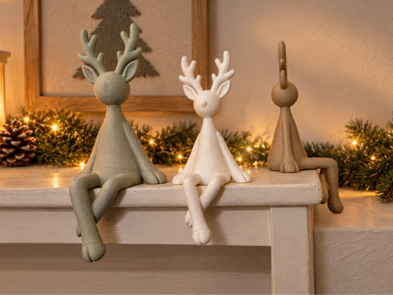 Sitzendes Rentier mit langen Beinen–Weihnachtsdeko - 1
