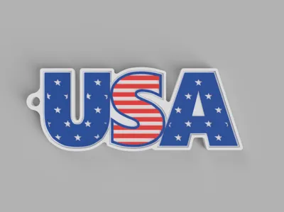 USA Keychain - Print in place
