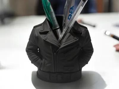 3D Printed Biker Leather Jacket Pen Holder