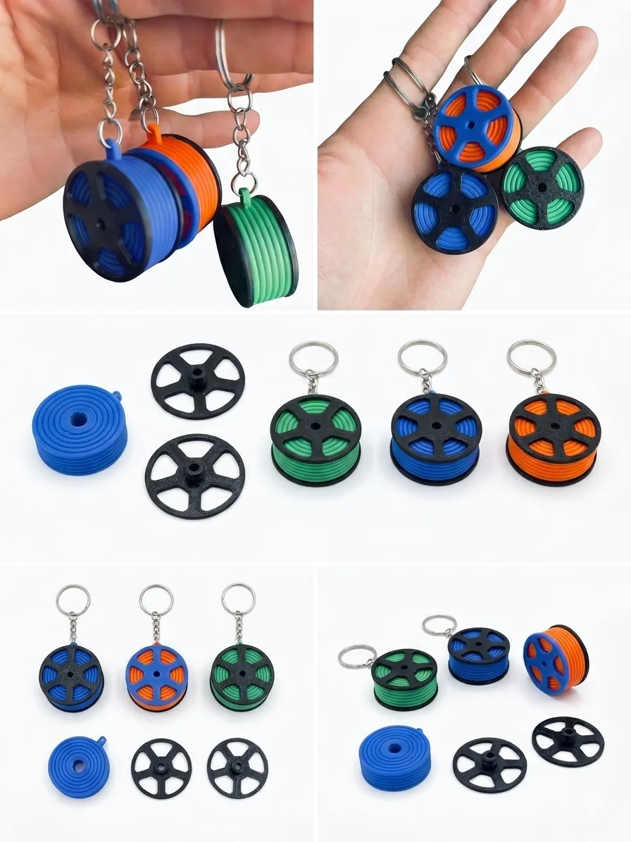 Mini Filament Spool Keychain - Multi-Part Edition - Free 3D Print Model ...