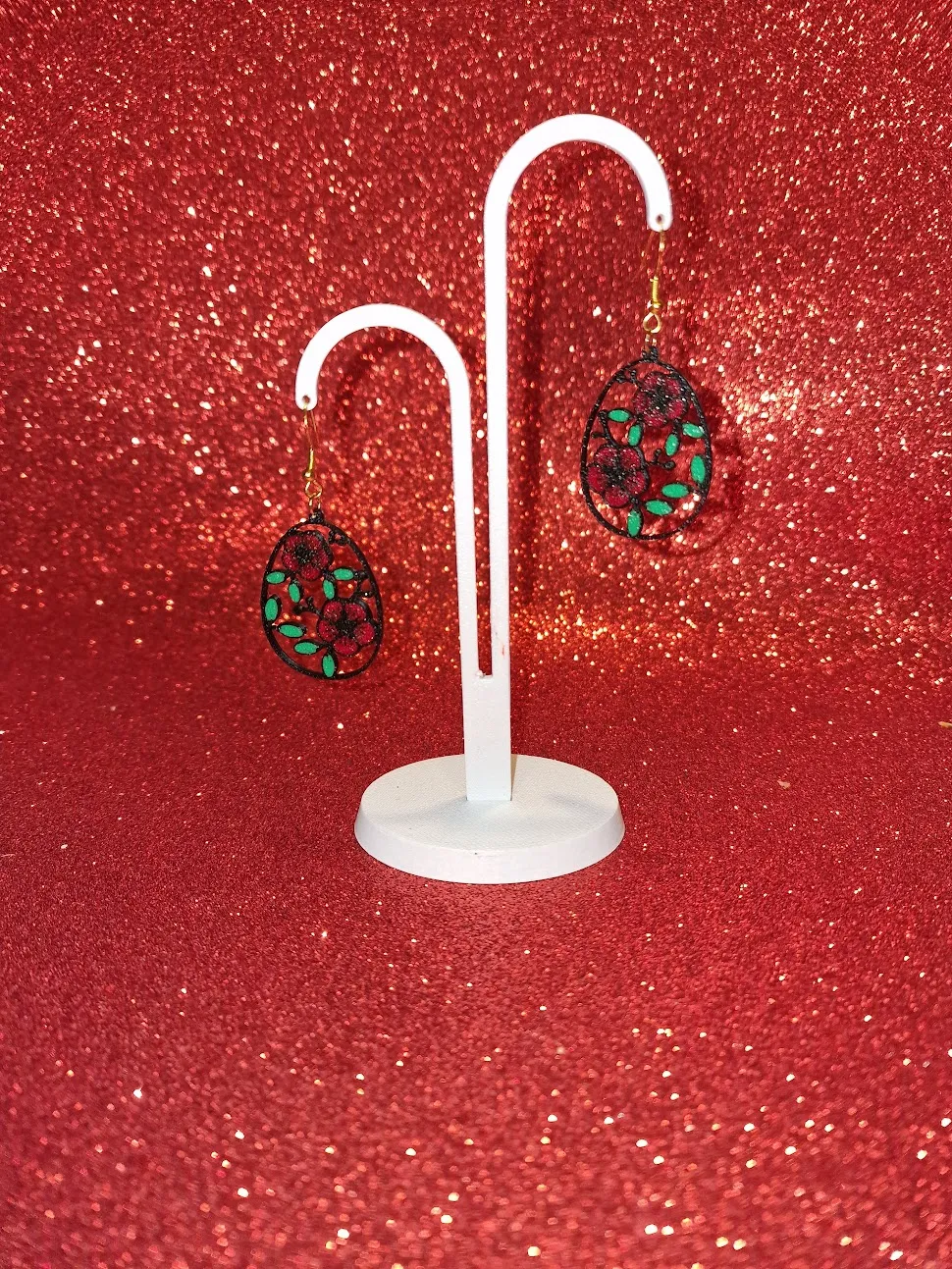 Floral egg earrings view 3