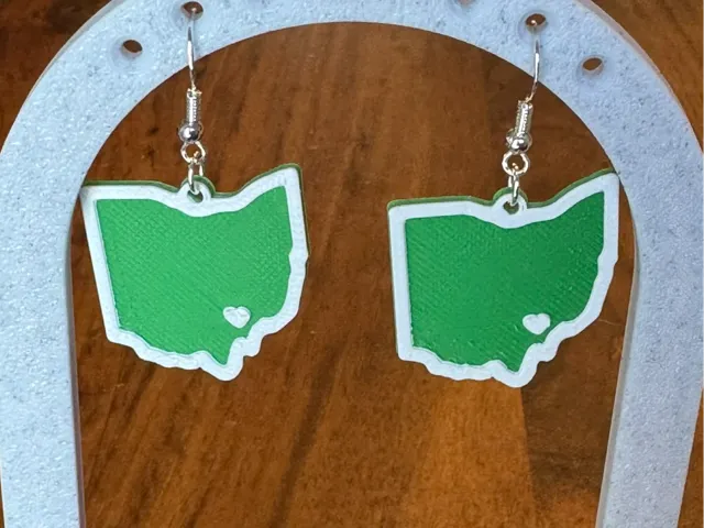 Heart over Athens Ohio dangle earrings