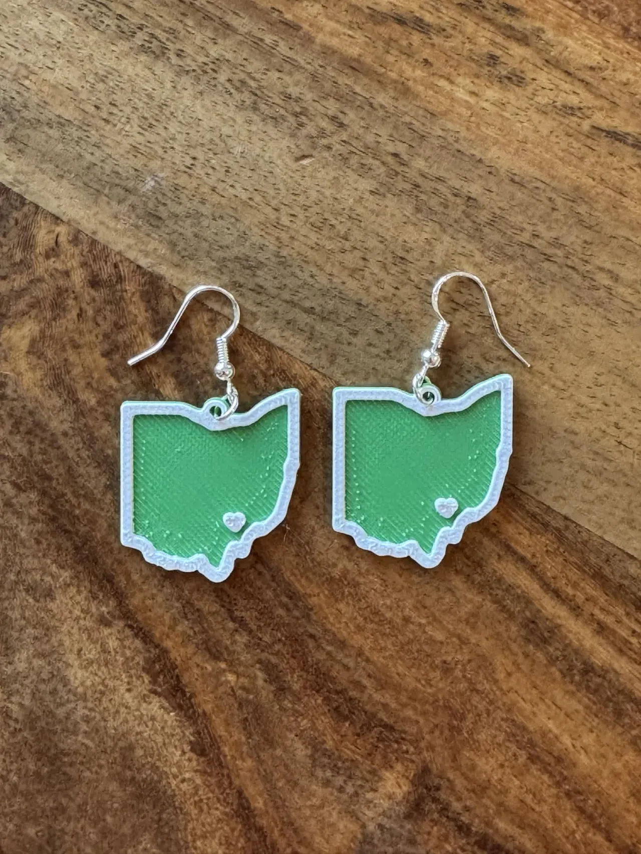 Heart over Athens Ohio dangle earrings view 2