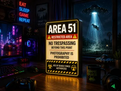 Area 51 Warning Sign Lightbox
