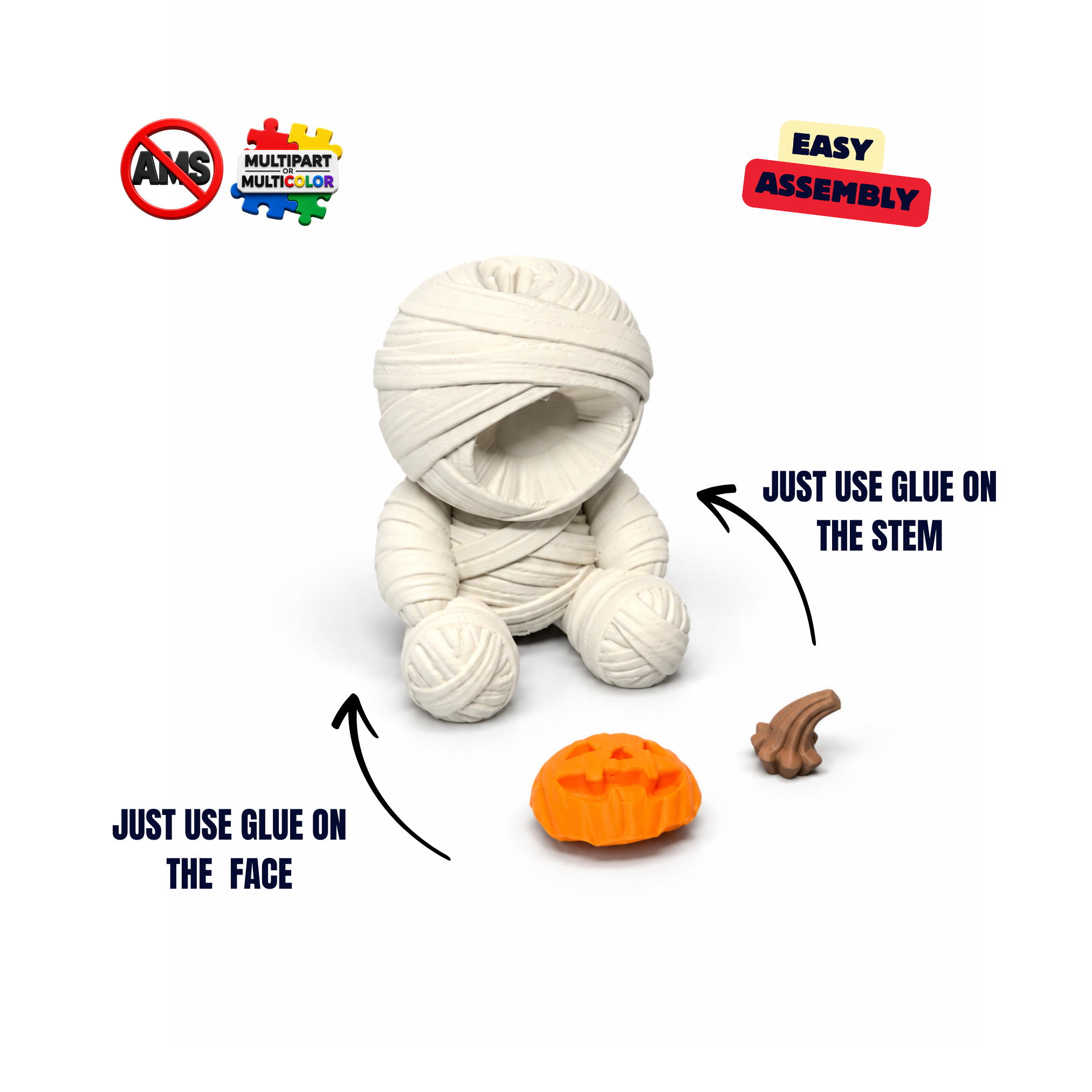 Mummy with Pumpkin Face – Cute Halloween Decor - 1