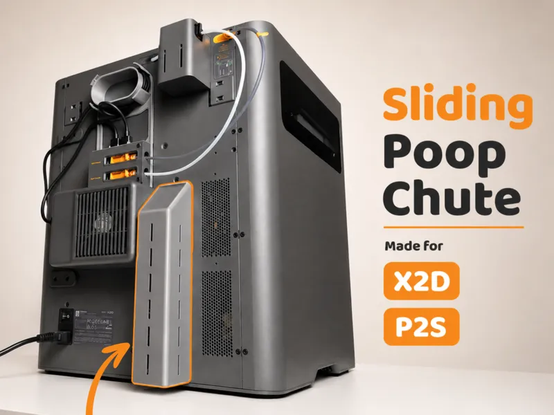 Sliding Poop Chute for Bambulab X2D/P2S | 2 Sizes