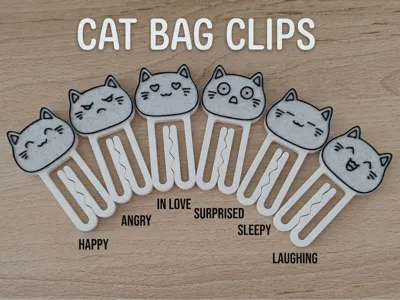 Cat Mood Bag Clips, 6 Emotions, Food Storage Clips