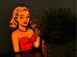 Retro-style Bar Girl Lightbox - Only 4 colors