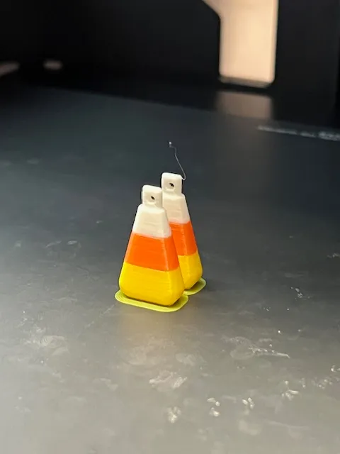 Candy corn earrings view 2