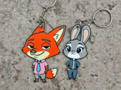 Juddy Hopps and Nick Wilde Zootopia Keychains