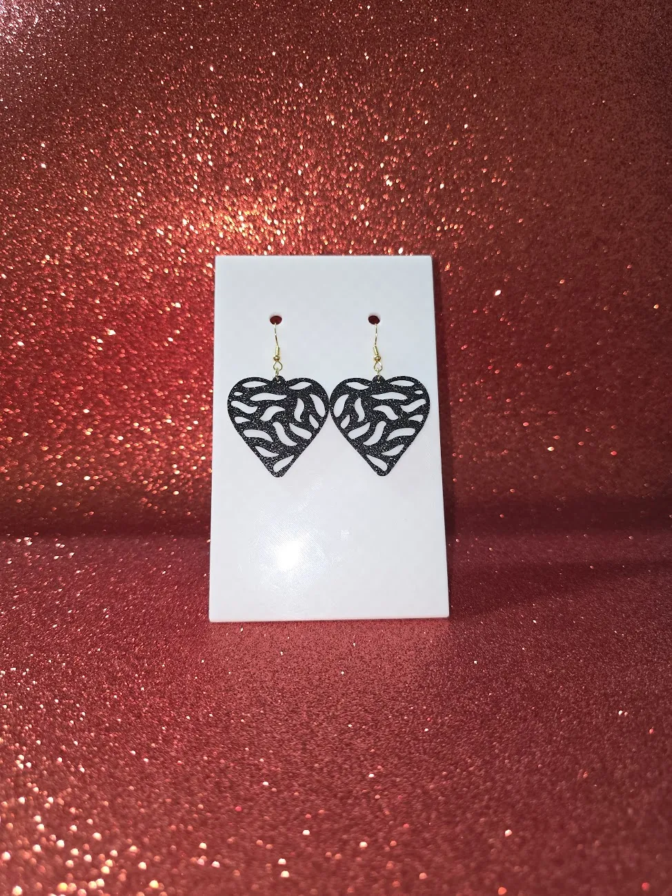Zebra heart v2 earrings view 2