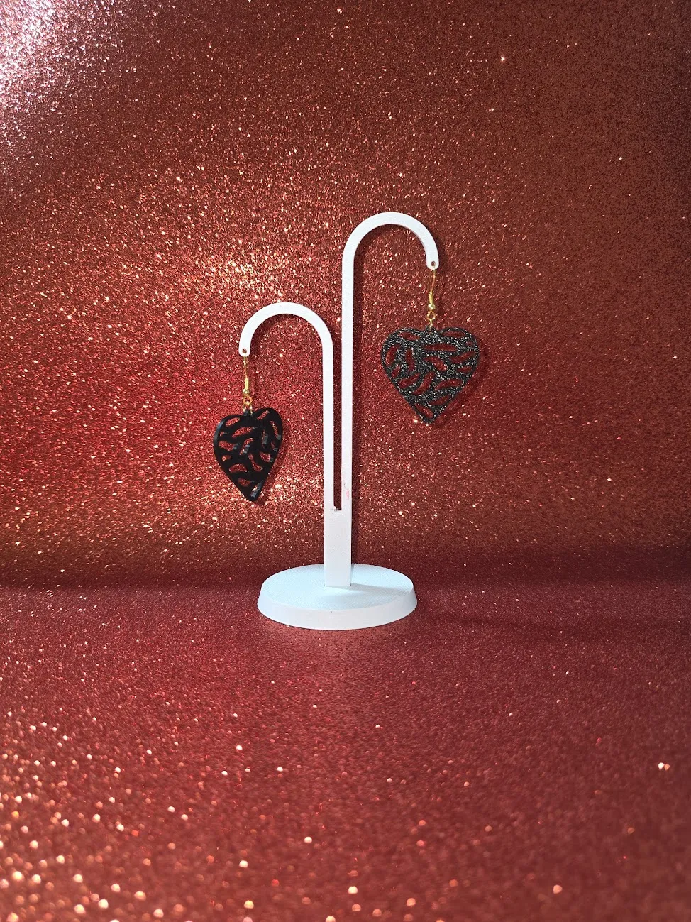 Zebra heart v2 earrings view 3