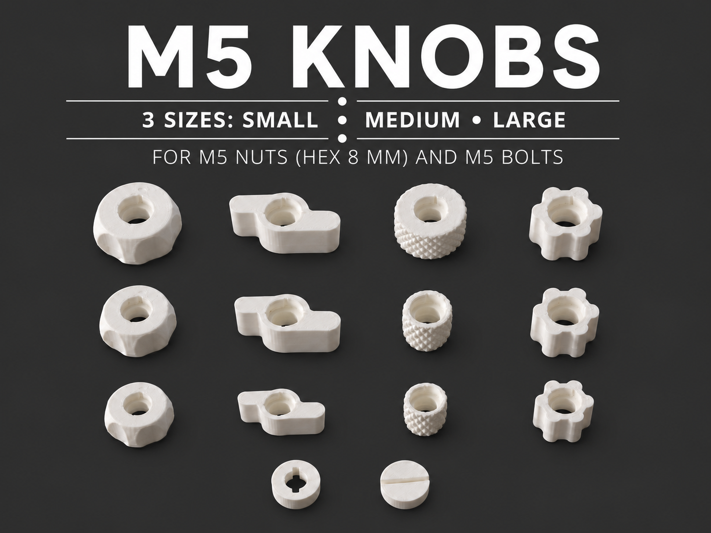 M5 Pomelli Esagono da 8mm – 4 Stili 3 Dimensioni