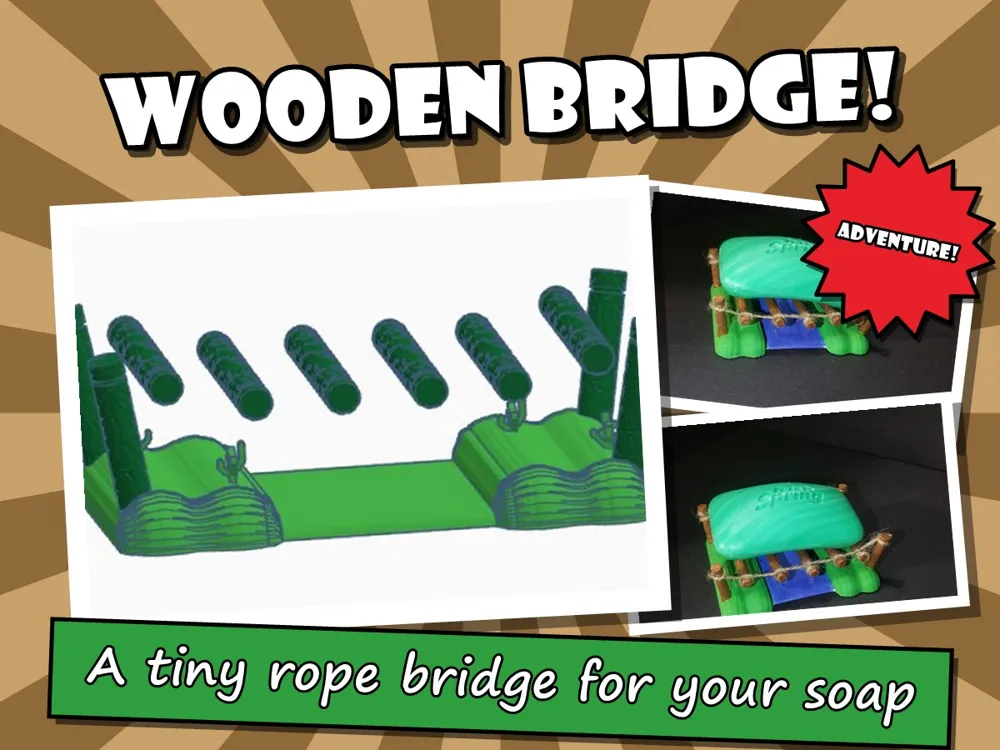Wooden Bridge Soap Dish - Rope Bridge - Free 3D Print Model - MakerWorld
