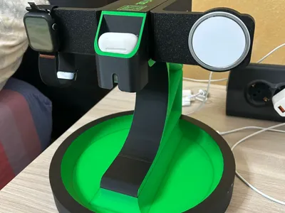 iphone, a. watch, airpods charging stand