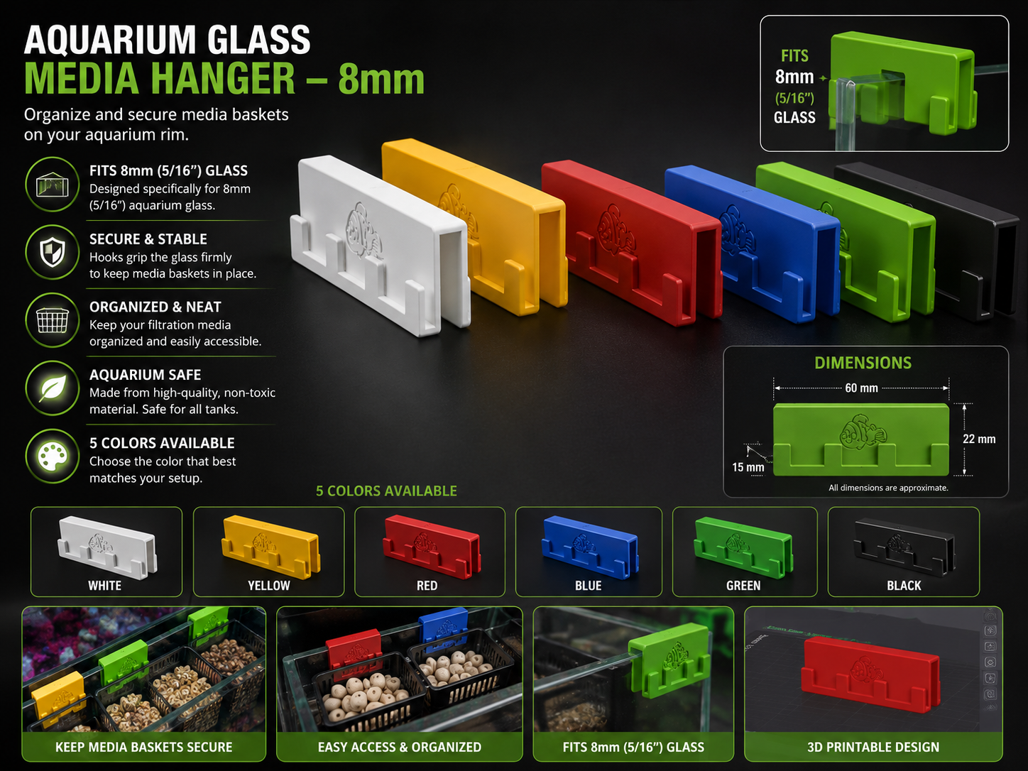 Aquarium Glass Media Hanger – 8mm