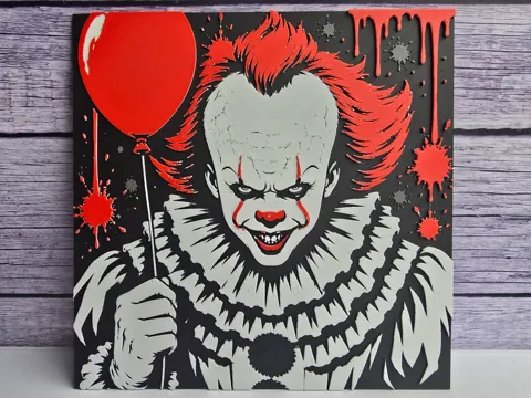 Cuadro decorativo en 3D: Pennywise - Horror HueForge — referencia de MakerWorld