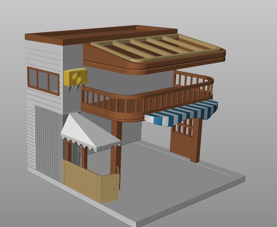 Miniatura 2 do modelo 3D 微缩景观 迷你世界 微观世界 迷你建筑 木质咖啡书吧小洋楼 无需AMS多色打印