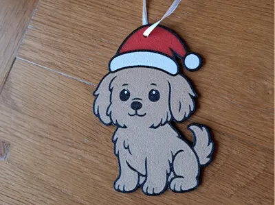 Santa Puppy Ornament