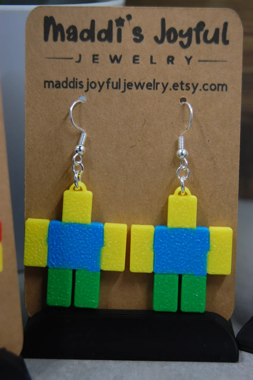 Noob Roblox Character Earrings view 2
