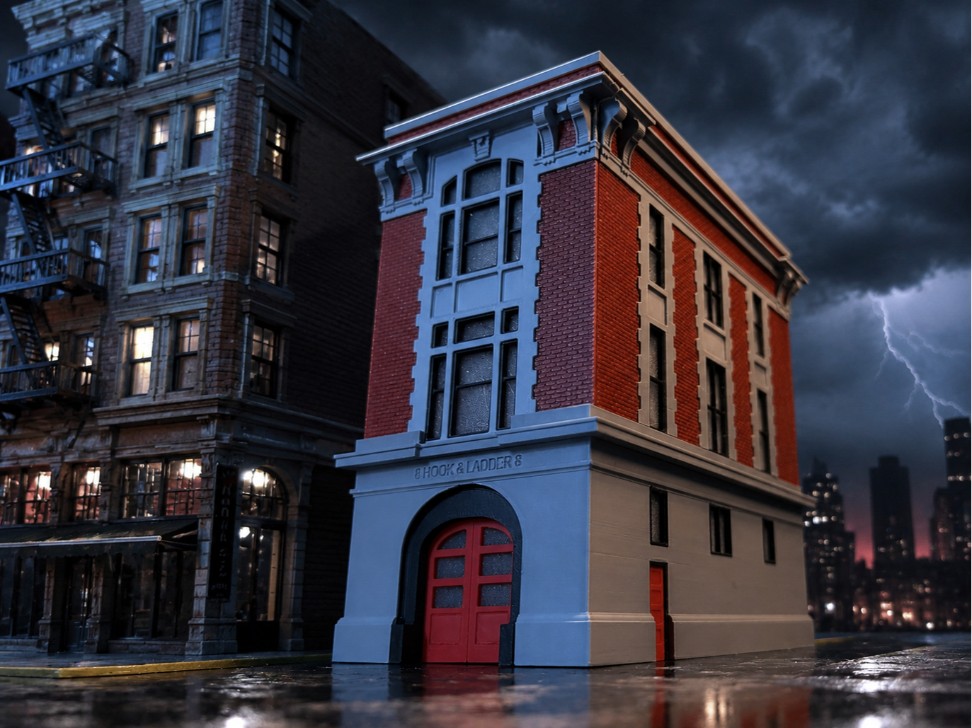 Ghost Busters, Fire Station #8, HO Scale, No AMS