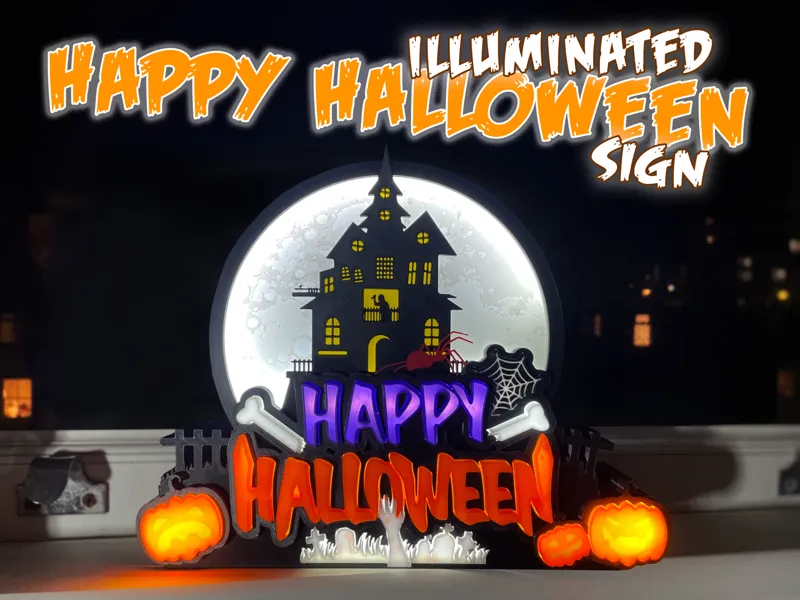 Illuminated Happy Halloween Sign 
