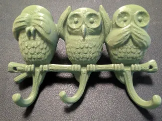 See No Evil Owl Hook Trio