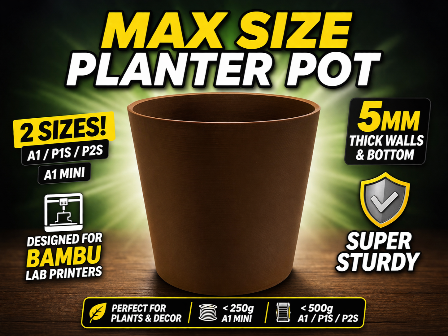 Max Size Simple Planter Pot | A1/P1S/P2S + A1 Mini
