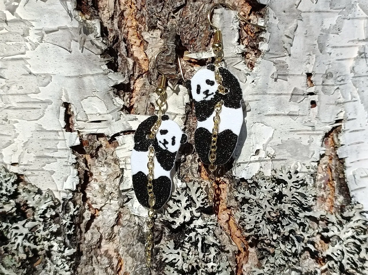 Adorable Climbing Panda Earrings view 2
