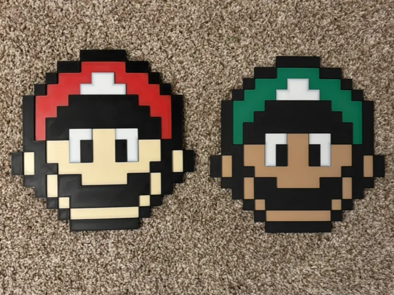 8bit Mario Luigi Face Wall Art