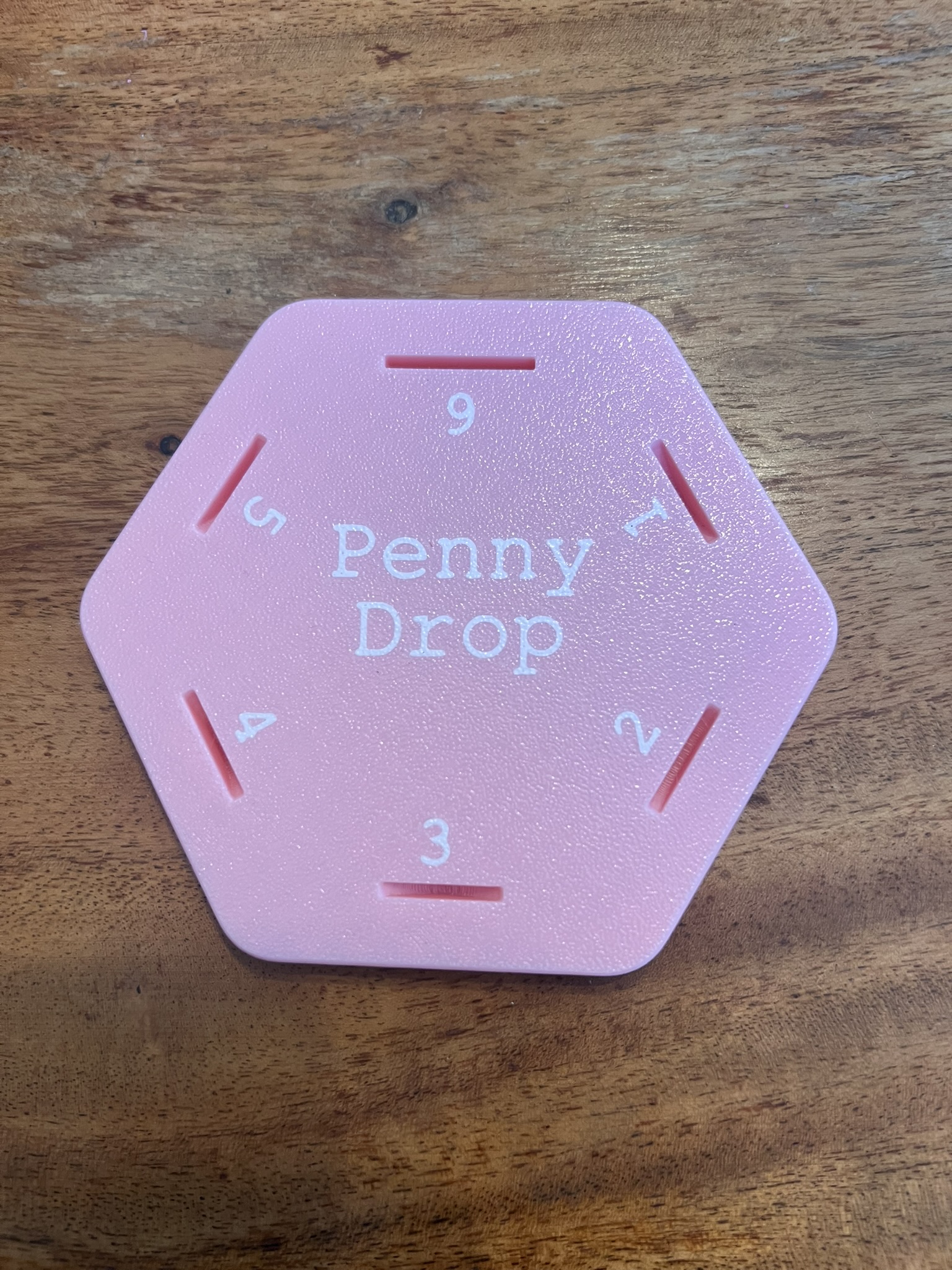 Penny Drop Game box Hex shaped Customizable text - 1