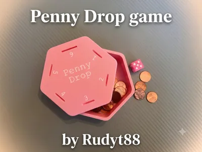 Penny Drop Game box Hex shaped Customizable text