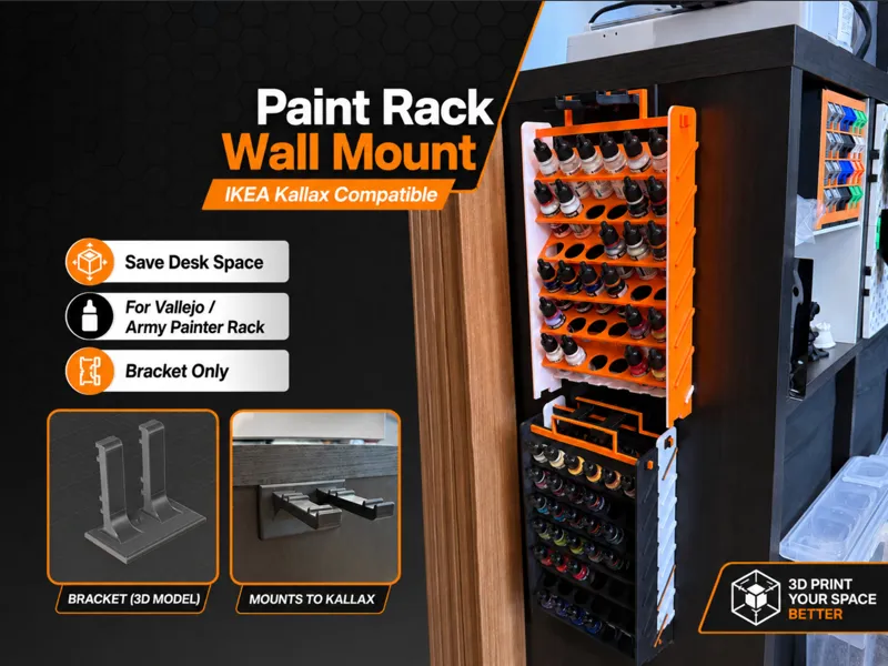 Wall Bracket for Vallejo / Army Painter Paint Rack