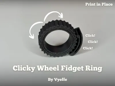 Clicky Wheel Fidget Ring - Print in Place