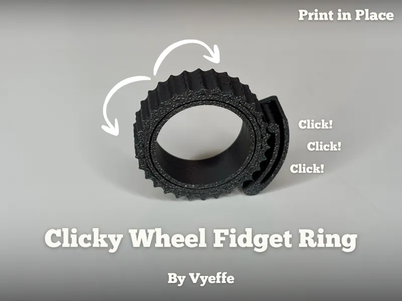Clicky Wheel Fidget Ring - Print in Place