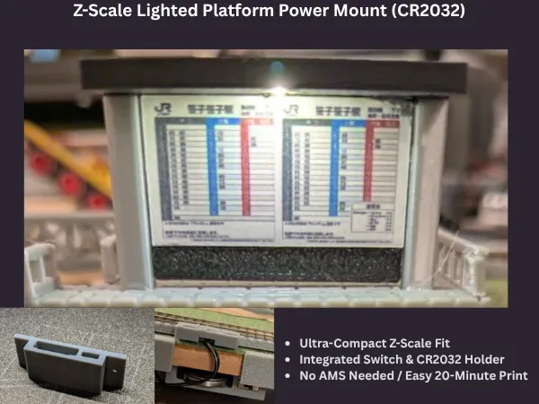 Z-Scale Platform Power Mount (CR2032)